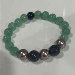 Green Aventurine and Black Shungite Beaded Bracelet